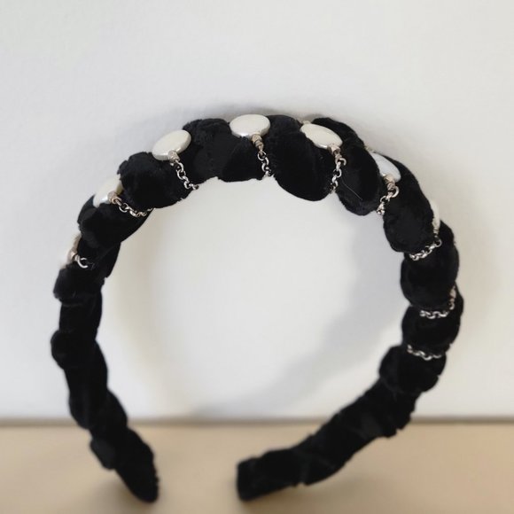 Headband, handmade, made from velvet and purl - Picture 2 of 8